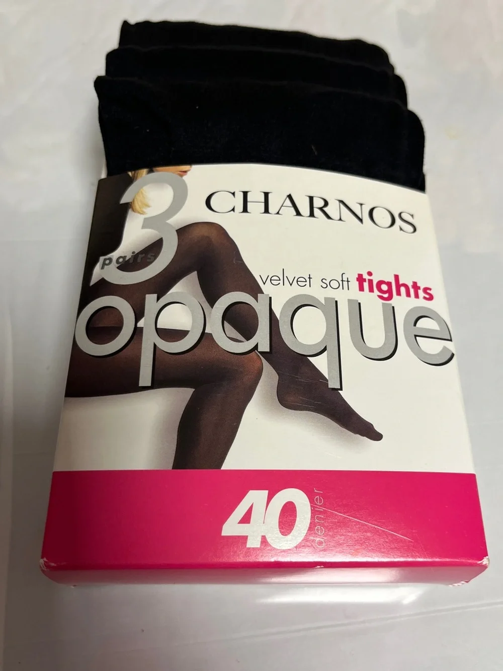 Charnos Velvet Soft Opaque Tights 3 Pair Black M/L 40 Denier NWT